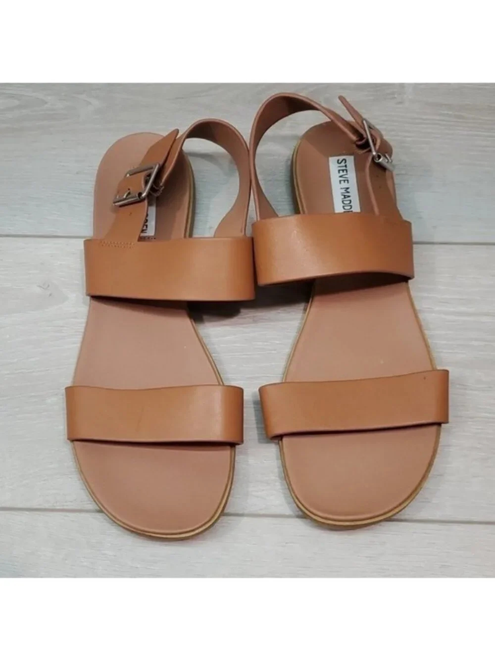 Steve Madden Women Daja Leather Ankle Leather Sandals Flats shoes sz 9.5M